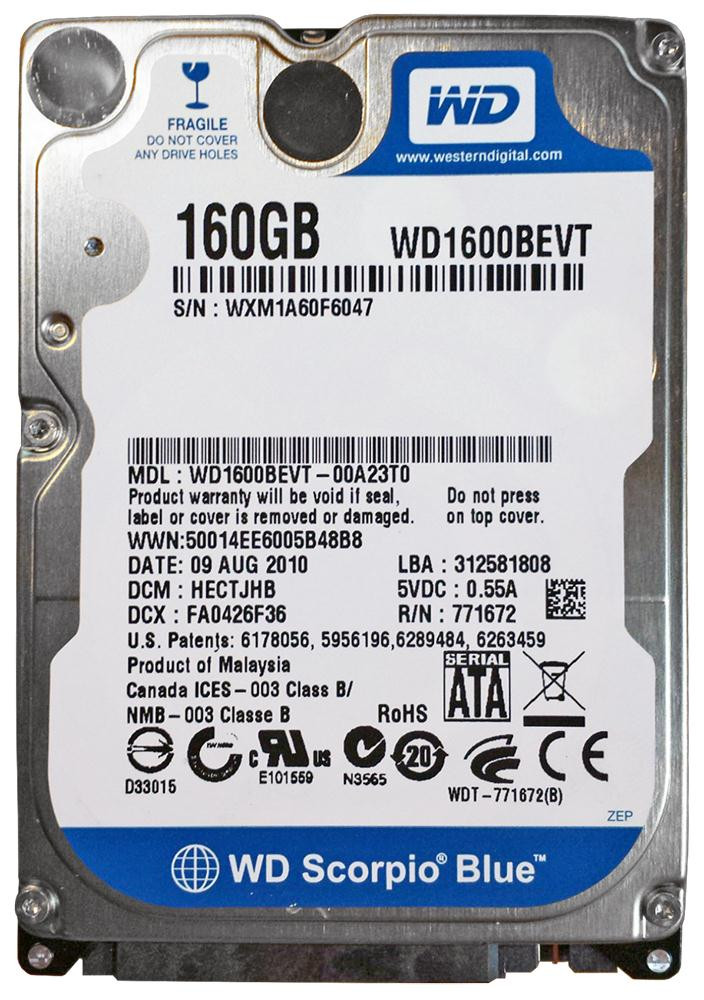 0709a39404112a58bb4e43baa29c2604__83235.1698701628.jpg WD1600BEVT | Western Digital | Scorpio Blue 160Gb 5400Rpm Sata 3Gbps 8Mb Cache 2.5-Inch Internal Hard Drive - Image 1