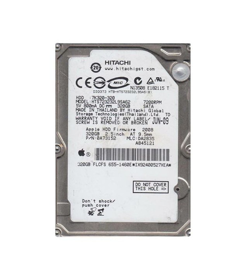 0a73152-o_mtkdv2b9kkctapjl__63484.1696345996.jpg 0A73152 | HITACHI | TRAVELSTAR 7K320 SERIES 320GB 7200RPM SATA 3GB/S 16MB CACHE (512) 2.5-INCH HARD DRIVE - Image 1