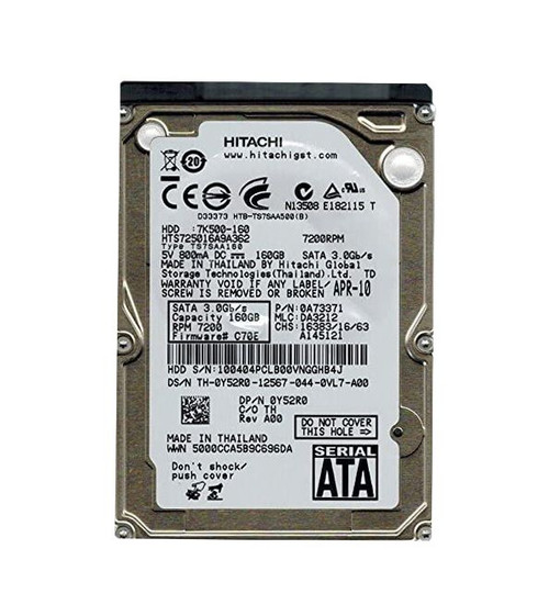 0a73371-o_sqtp67qbjuny0dms__73171.1696345829.jpg 0A73371 | HITACHI | TRAVELSTAR 7K500 SERIES 160GB 7200RPM SATA 3GB/S 16MB CACHE 512E 2.5-INCH HARD DRIVE - Image 1