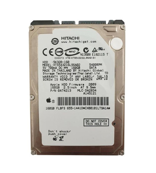 0a74213-o_82mktnryaqwj8zm9__48534.1696346226.jpg 0A74213 | HITACHI | TRAVELSTAR 5K320 SERIES 160GB 5400RPM SATA 1.5GB/S 8MB CACHE (512) 2.5-INCH HARD DRIVE - Image 1