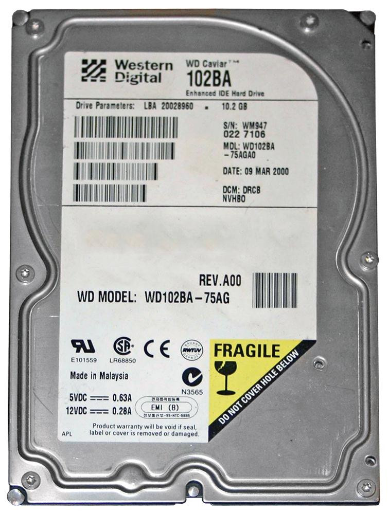 0b8f99b2f059fc6d9c0b8f9390f919fa__34996.1698705933.jpg WD102BA | Western Digital | Expert 10.2Gb 7200Rpm Ata-66 2Mb Cache 3.5-Inch Internal Hard Drive - Image 1