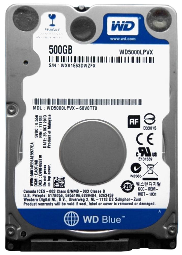0bf896f05747ab5a4a36dabe5699aa4d__97491.1698706445.jpg WD5000LPVX | Western Digital | Blue 500Gb 5400Rpm Sata 6Gbps 8Mb Cache 2.5-Inch Internal Hard Drive - Image 1