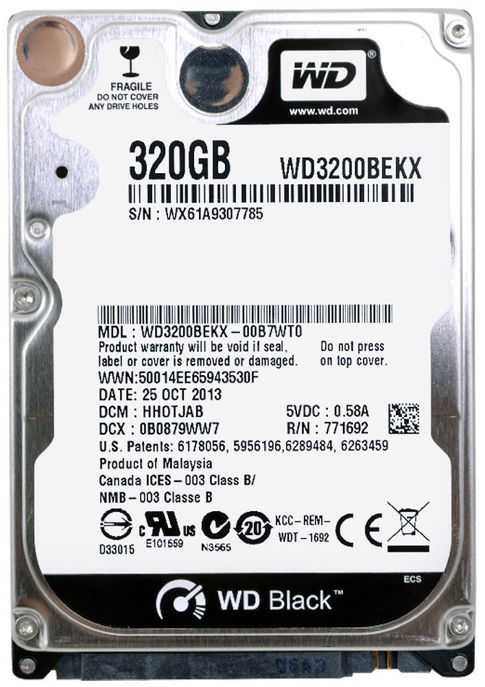 0cadb2be5ddbbfa69e72403d7334ae6e__92383.1698701713.jpg WD3200BEKX | Western Digital | Black 320Gb 7200Rpm Sata 6Gbps 16Mb Cache 2.5-Inch Internal Hard Drive - Image 1