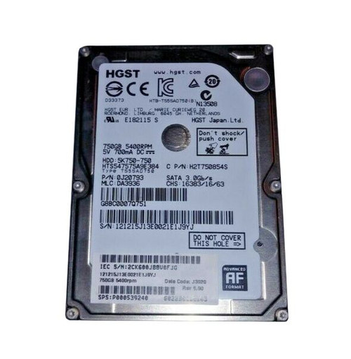 0j20793-o_qozf62d4sybnknsc__81999.1696345898.jpg 0J20793 | HITACHI | TRAVELSTAR 5K750 SERIES 750GB 5400RPM SATA 3GB/S 8MB CACHE 512E 2.5-INCH HARD DRIVE - Image 1