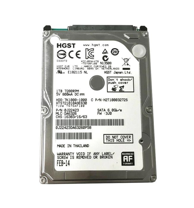 0j22423-o_0luqvre6xdfascxo__22016.1696345158.jpg 0J22423 | HITACHI | TRAVELSTAR 7K1000 1TB 7200RPM SATA 6GB/S 32MB CACHE 2.5-INCH LAPTOP HARD DRIVE - Image 1