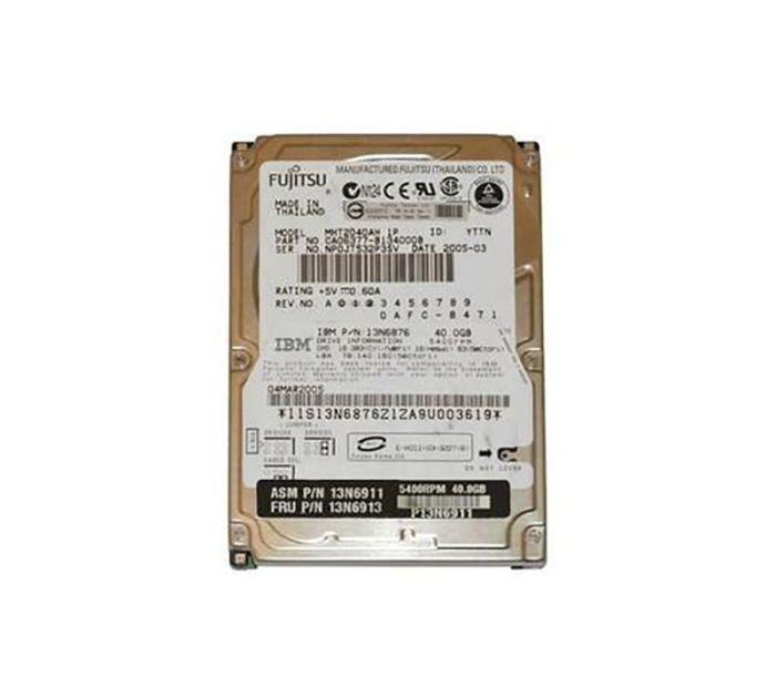 13n6911_fb5m65i9ajq4eggu__97761.1696345190.jpg 13N6911 | IBM | LENOVO 40GB 5400RPM ATA-100 8MB CACHE 2.5-INCH HARD DISK DRIVE FOR THINKPAD - Image 1