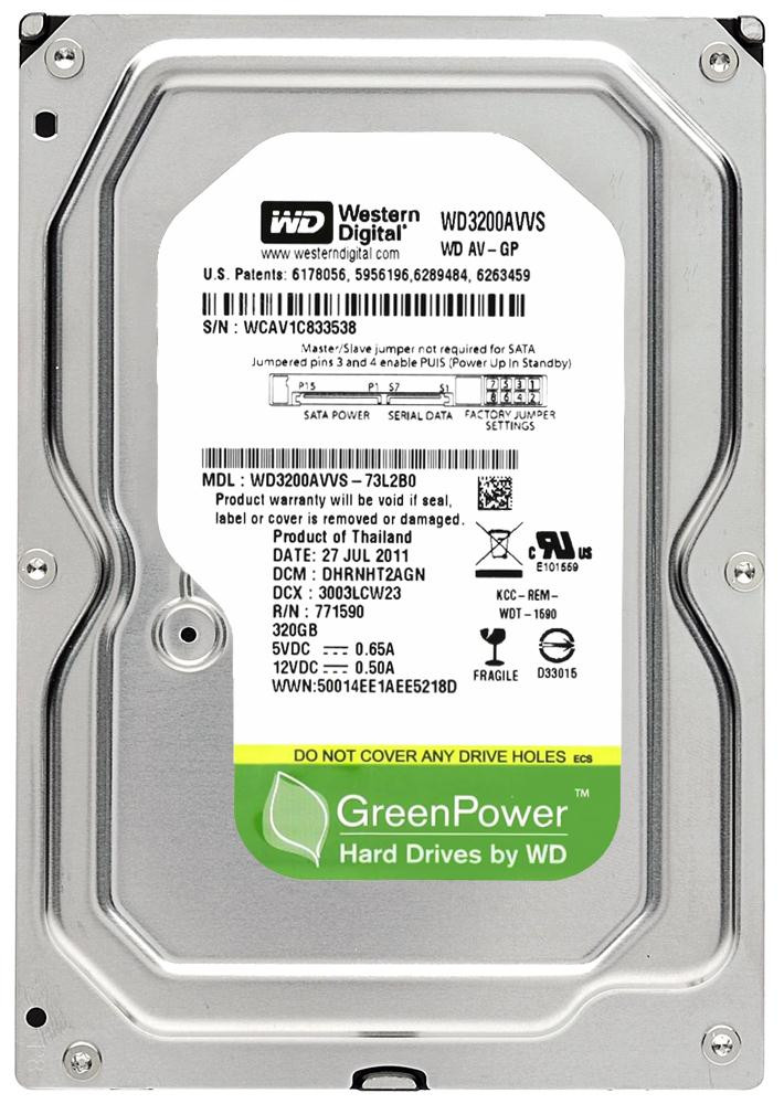 1aeeec848b7546f3f784ef150c87761d__22865.1698703494.jpg WD3200AVVS | Western Digital | Av-Gp 320Gb 5400Rpm Sata 3Gbps 8Mb Cache 3.5-Inch Internal Hard Drive - Image 1