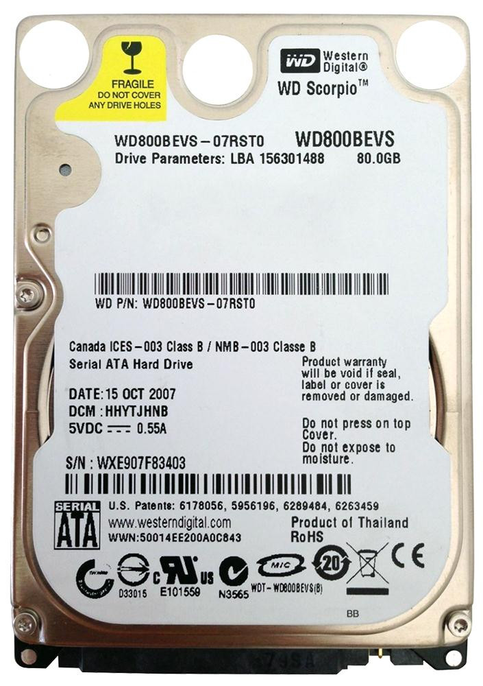 1fac08ce1e86263128f83065c6a46a7f__57577.1698701931.jpg WD800BEVS | Western Digital | Scorpio Blue 80Gb 5400Rpm Sata 1.5Gbps 8Mb Cache 2.5-Inch Internal Hard Drive - Image 1