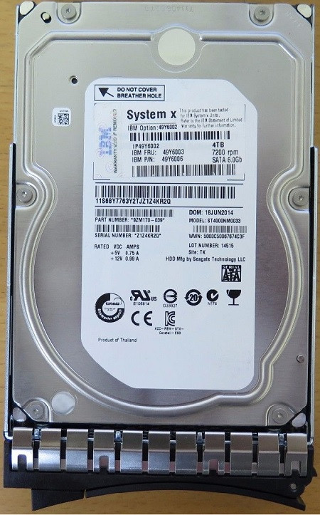 291401__45687.1696272082.jpg 49Y6006 | IBM | 4tb 7200rpm Sata 6gbps 3.5inch Lff Nearline Gen2 Hot Swap Hard Drive With Tray - Image 1