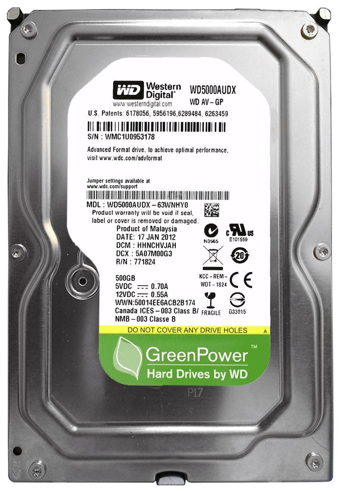 393e7b6cdf81cba1da720445c714a5c7__99687.1698701887.jpg WD5000AUDX | Western Digital | Av-Gp 500Gb 5400Rpm Sata 6Gbps 32Mb Cache 3.5-Inch Internal Hard Drive - Image 1
