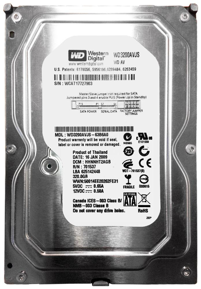 4e7b46e322cfc7b67a060a15f1551771__31851.1698701303.jpg WD3200AVJS | Western Digital | Av 320Gb 7200Rpm Sata 3Gbps 8Mb Cache 3.5-Inch Internal Hard Drive - Image 1