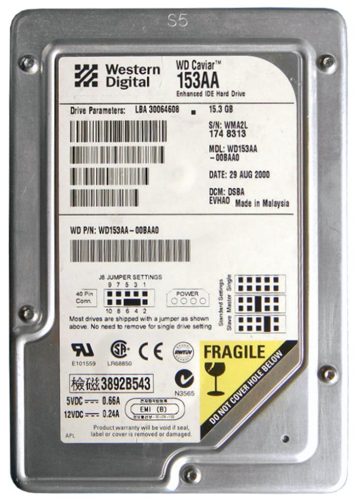5f73f993ba292618c7165206995030c7__95127.1698703321.jpg WD153AA | Western Digital | Caviar 15.3Gb 5400Rpm Ata-66 2Mb Cache 3.5-Inch Internal Hard Drive - Image 1