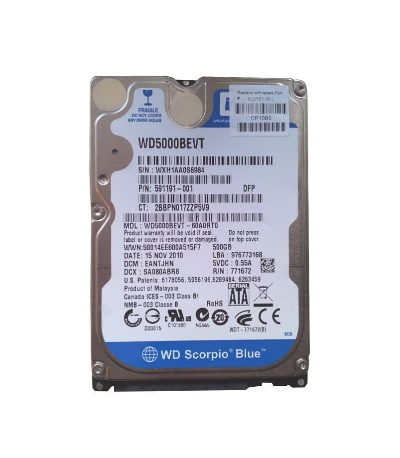 6152966e5b50177baa43e28201a0381e__91526.1698705854.jpg WD500BEVT | Western Digital | Scorpio Blue 500Gb 5400Rpm Sata 3Gbps 8Mb Cache 2.5-Inch Internal Hard Drive - Image 1