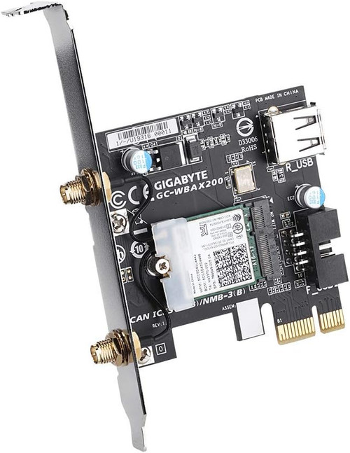 61okvWFP7DL._AC_SL1000___65694.1707502077.jpg GC-WBAX200 | Gigabyte | WIFI 6 GC-WBAX200 2x2 802.11AX Dual Band WiFi PCIe Expansion Card - Image 1