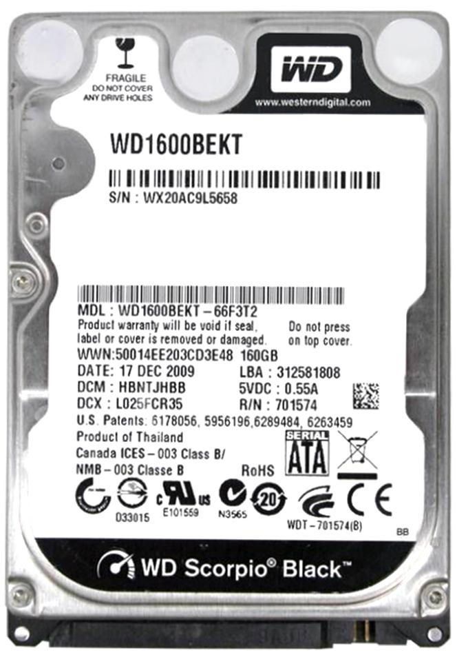 73ca2a63d4c64cc66c3f8e049cc1cbd4__44706.1698703834.jpg WD1600BEKT | Western Digital | Scorpio Black 160Gb 7200Rpm Sata 3Gbps 16Mb Cache 2.5-Inch Internal Hard Drive - Image 1