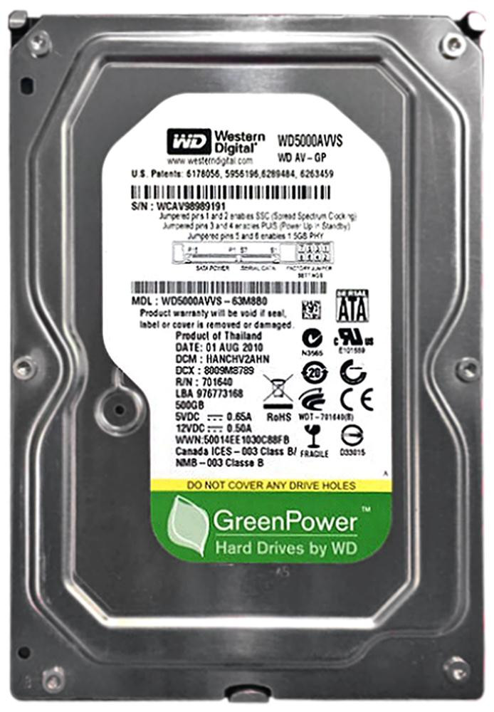 7c1abf0f75ba2bb3084c0af2e54f1422__39090.1698703319.jpg WD5000AVVS | Western Digital | Av-Gp 500Gb 7200Rpm Sata 3Gbps 8Mb Cache 3.5-Inch Internal Hard Drive - Image 1