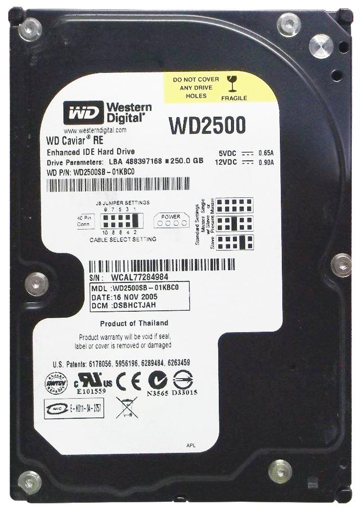7c337e932b0727222f3e34c37466e455__29762.1698704745.jpg WD2500SB | Western Digital | Caviar Re 250Gb 7200Rpm Ata-100 8Mb Cache 3.5-Inch Internal Hard Drive - Image 1