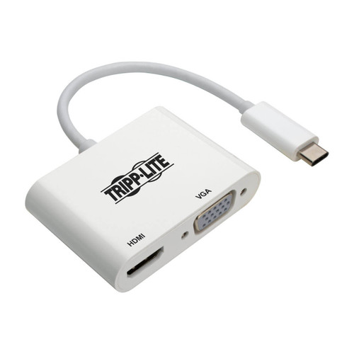 G8DuNIdSR06uW0ilP77bwg.c-r__16698.1708130678.jpg U444-06N-HV4K | Tripp Lite | video cable adapter 6" (0.152 m) USB Type-C HDMI + VGA (D-Sub) White - Image 1