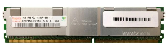 HYMP112F72CP8N3-Y5__21333.1707321986-1.jpg HYMP112F72CP8N3-Y5 | Hynix | 1GB DDR2-667MHz PC2-5300 Fully Buffered CL5 240-Pin DIMM 1.8V Single Rank Memory Module - Image 1
