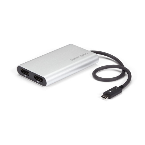 Np973FQSRU2EuXQZhImetg.c-r__66805.1708126203.jpg TB32DP2T | StarTech.com | video cable adapter 11.8" (0.3 m) Thunderbolt 3 2 x DisplayPort Black, Silver - Image 1