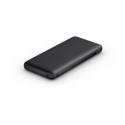 Old_n9r50E698XMjr2BGWQ.c-r__40395.1708116855.jpg The Belkin BPB006btBLK 10000 mAh power bank is slim, rectangular, and black with rounded edges—ideal for portable charging of electronic devices.