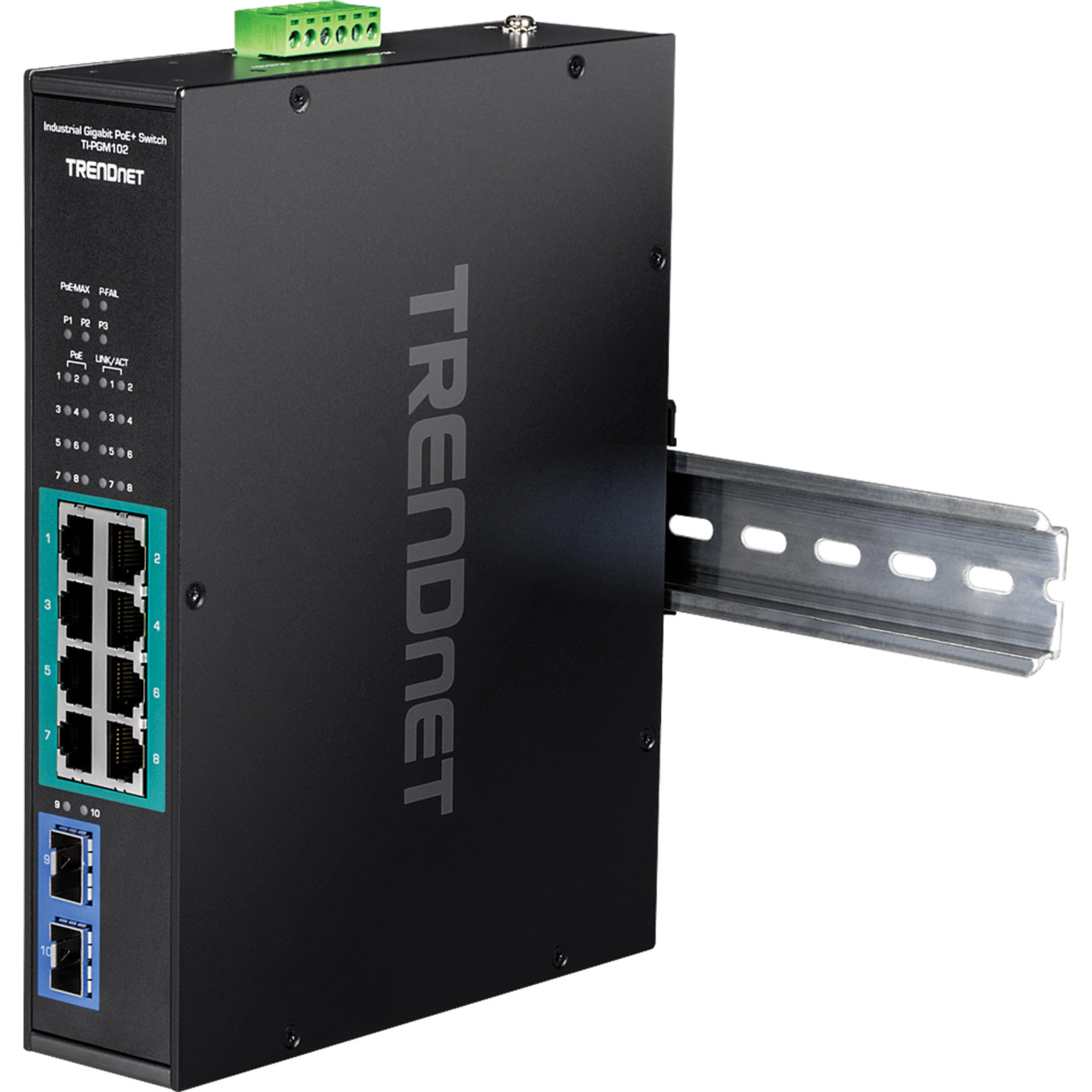 TI-PGM102_v1.0R_d06_2__02138.1772478638.jpg TI-PGM102 | TRENDnet | 10-Port Industrial Gigabit PoE+ DIN-Rail Switch - Image 1
