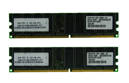 X5124A__52555.1707322725.jpg X5124A | Sun | 2GB Kit (1GB x 2) PC2100 DDR-266MHz ECC Registered CL2.5 184-Pin DIMM Memory - Image 1