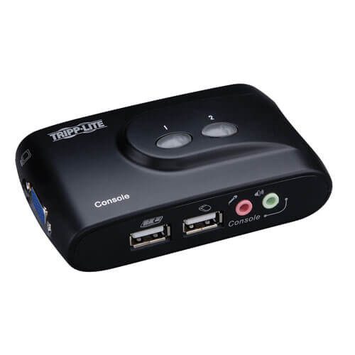 b004-vua2-k-r-front-l__03620.1769105215.jpg B004VUA2KR | Tripp Lite| 2-Port Desktop Compact USB KVM Switch - Image 1