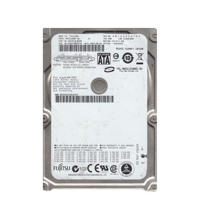 ca07018-b056-o_e8uzrv4hg2ltjudh__29428.1696345482.jpg CA07018-B056 | FUJITSU | MHZ2160BH 160 GB 2.5 PLUG-IN MODULE HARD DRIVE | SATA/300 | 5400 RPM | 8 MB BUFFER | HOT SWAPPABLE - Image 1