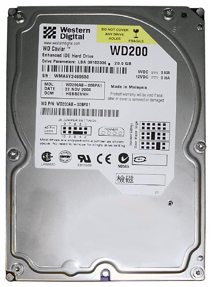 cc8fd5adf10e5c60e7a4ab786d807e9f__59441.1698708812.jpg WD200AB | Western Digital | Caviar 20Gb 5400Rpm Ata-100 2Mb Cache 3.5-Inch Internal Hard Drive - Image 1