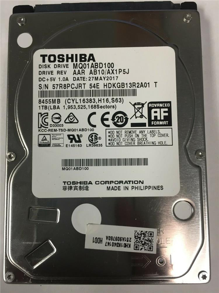 f6b10bf14971c36a5bae4d564fd6224b__90324.1698700927.jpg MQ01ABD100 | Toshiba | Mobile 1Tb 5400Rpm Sata 3Gbps 8Mb Cache (512E) 2.5-Inch Internal Hard Drive - Image 1