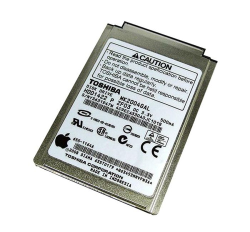 hdd1422p-o_rpoubatrtwh6tva4__82651.1696345987.jpg HDD1422P | TOSHIBA | 20GB 4200RPM IDE ULTRA ATA/100 (ATA-6) 2MB CACHE 1.8-INCH HARD DRIVE - Image 1