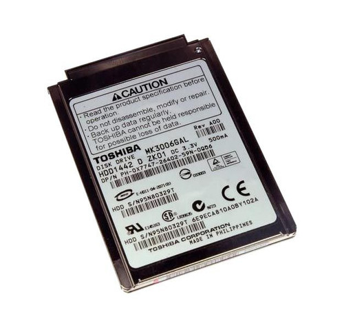 hdd1442d-o_npepw3tdn653rmfy__48756.1696345826.jpg HDD1442D | TOSHIBA | 30GB 4200RPM IDE ULTRA ATA/100 (ATA-6) 2MB CACHE 1.8-INCH HARD DRIVE - Image 1