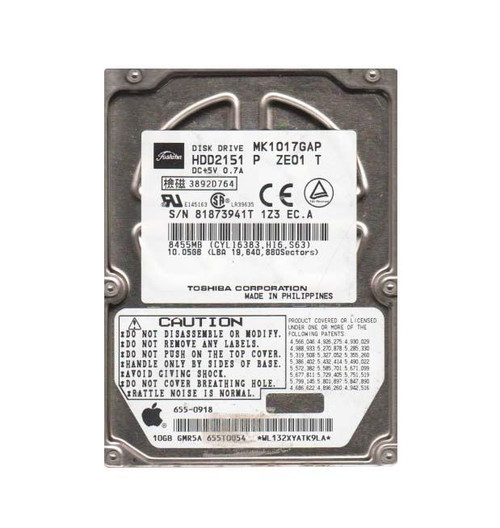 hdd2151p-o_srgdzqxohl4uu98q__05092.1696345818.jpg HDD2151P | TOSHIBA | 10GB 4200RPM IDE ULTRA ATA/66 (ATA-5) 1MB CACHE 2.5-INCH HARD DRIVE - Image 1