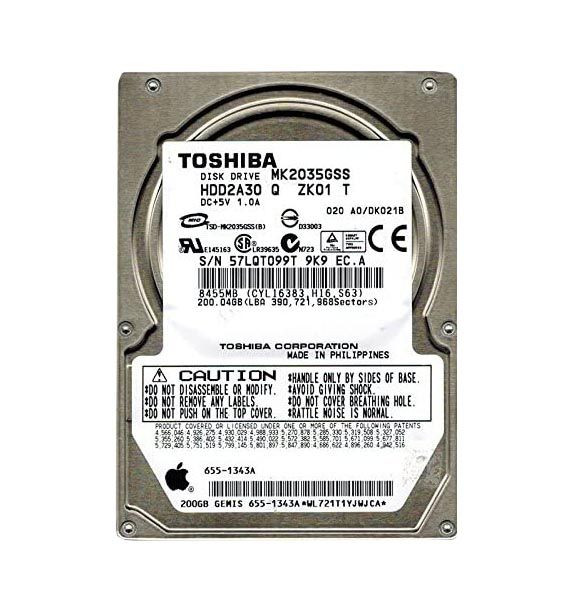 hdd2a30-o_otlau8ttcz5aep7y__32724.1696345524.jpg HDD2A30 | TOSHIBA | 200GB 4200RPM 8MB CACHE SATA 7-PIN 2.5-INCH LAPTOP HARD DRIVE - Image 1
