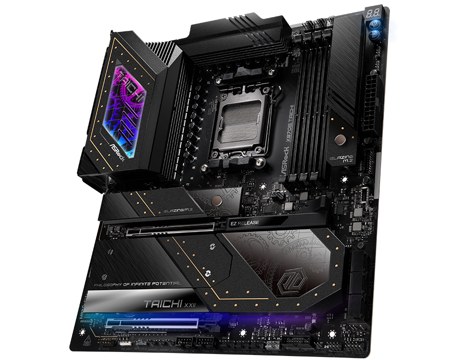 heroMB-X870E2520Taichi__48110.1772478389.png 90-MXBP90-A0UAYZ | ASRock | X870E Taichi AMD Ryzen DDR5 WIFI 7 Motherboard - Image 1
