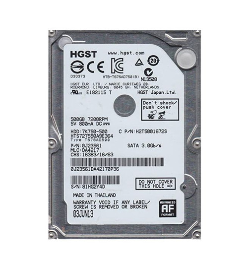 hts727550a9e364-o_jnvs13f5vbswpkaf__43733.1696345929.jpg HTS727550A9E364 | HGST | Travelstar 7K750 Series 500Gb 7200Rpm Sata 3Gb/S 16Mb Cache 512E 2.5-Inch Hard Drive - Image 1