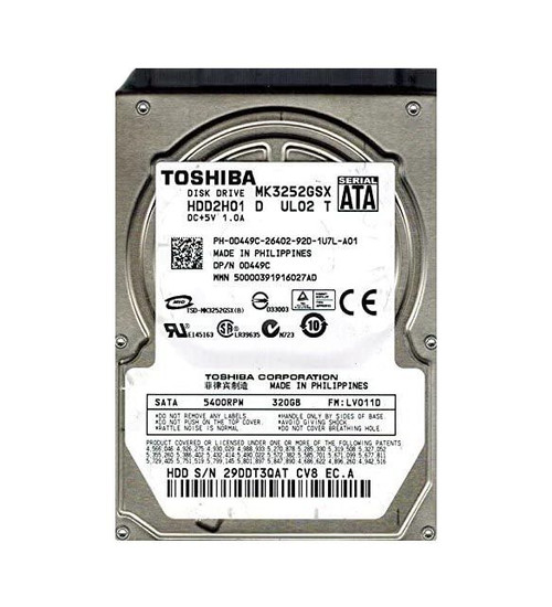 mk3252gsx-o_nufi1l37t4z2z8is__80422.1696345969.jpg MK3252GSX | TOSHIBA | 320Gb 5400Rpm Sata 3Gb/S 8Mb Cache 2.5-Inch Hard Drive - Image 1