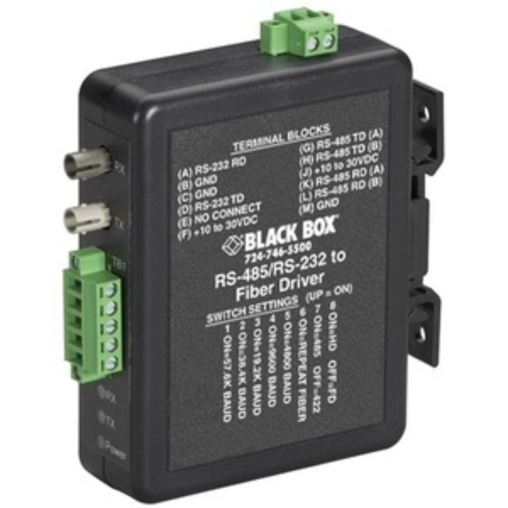 s-l1600__88902.1772478970-1.jpg MED101A | Black Box | Industrial DIN Rail RS-232/RS-422/RS-485 to Fiber Driver - Image 1