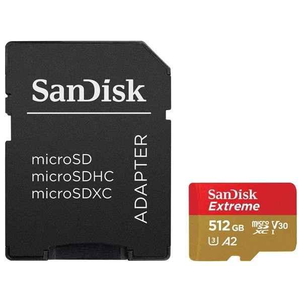 s-l600__09116.1772479859.jpg SDSQXAV512GAN6MA | SanDisk | Extreme 512GB Class 3/UHS-I U3 V30 microSDXC - Image 1