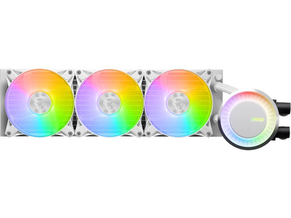 s-l600__55656.1772478454-1.jpg CLE360W | MSI | MAG CoreLiquid E360 WhiteAIO ARGB CPU Liquid CoolerRotating Cap Design - Image 1