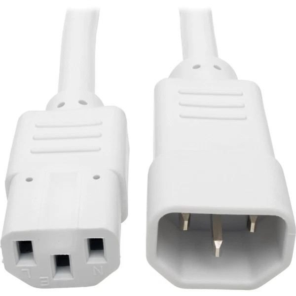 s-l600__89086.1772479443.jpg P005-003-AWH | Tripp Lite | 3ft Heavy Duty Power Extension Cord C14 to C13 15A 14 AWG White - Image 1