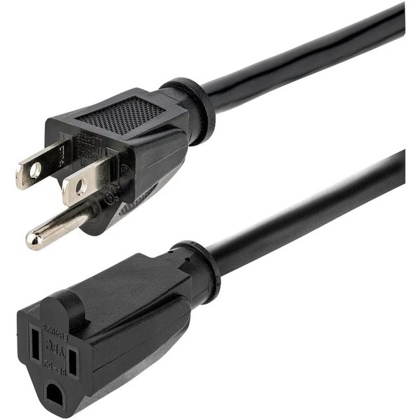 s-l600__98211.1772476907.jpg HX15FPOWERCORD | StarTech | 15ft Heavy Duty Extension Cord NEMA5-15P to NEMA5-15R Black - Image 1