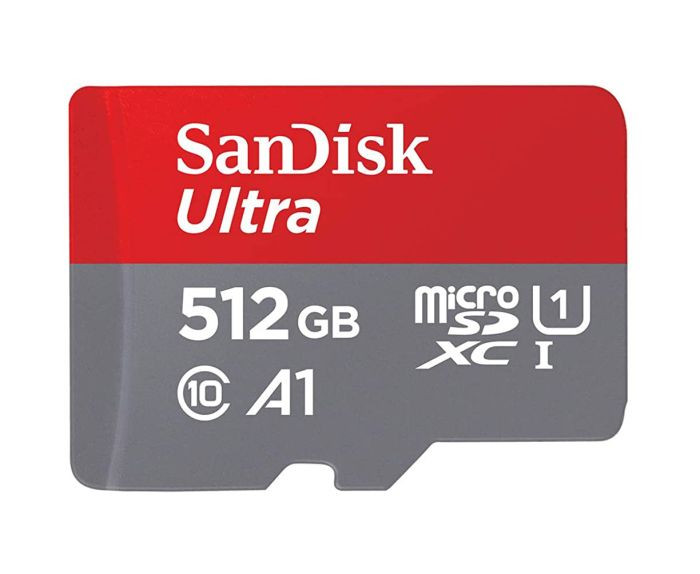 sdsquac-512g-o_feneqev1gggsyz1z__60589.1706034494.jpg SDSQUAC-512G | SanDisk | 512GB Ultra microSD Memory Card with SD Adapter - Image 1