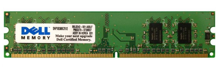 snpx8388c_512-snpx8388c-512_r9bx1dzscsxmejok__26683.1696345711.jpg SNPX8388C/512 | DELL | 512MB DDR2-667MHZ PC2-5300 NON-ECC UNBUFFERED CL5 240-PIN DIMM 1.8V MEMORY MODULE - Image 1