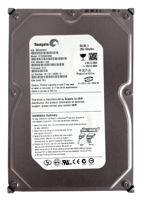 st3250623ns__38891.1694782674.jpg ST3250623NS | Seagate | NL35 250GB 7200RPM SATA-150 16MB Cache 3.5-inch Hard Drive - Image 1