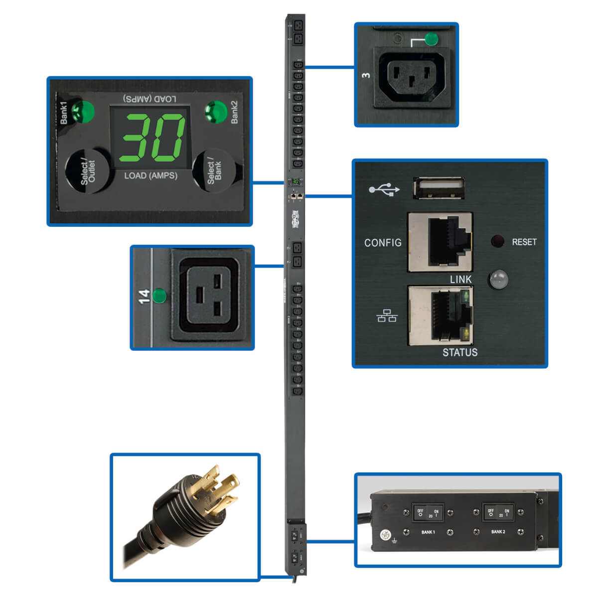 wlz90u1JRku5mD07N0Athw.c-r__05748.1708129823-1.jpg PDUNVR30HVLX | Tripp Lite | power distribution unit (PDU) 24 AC outlet(s) 0U Black - Image 1